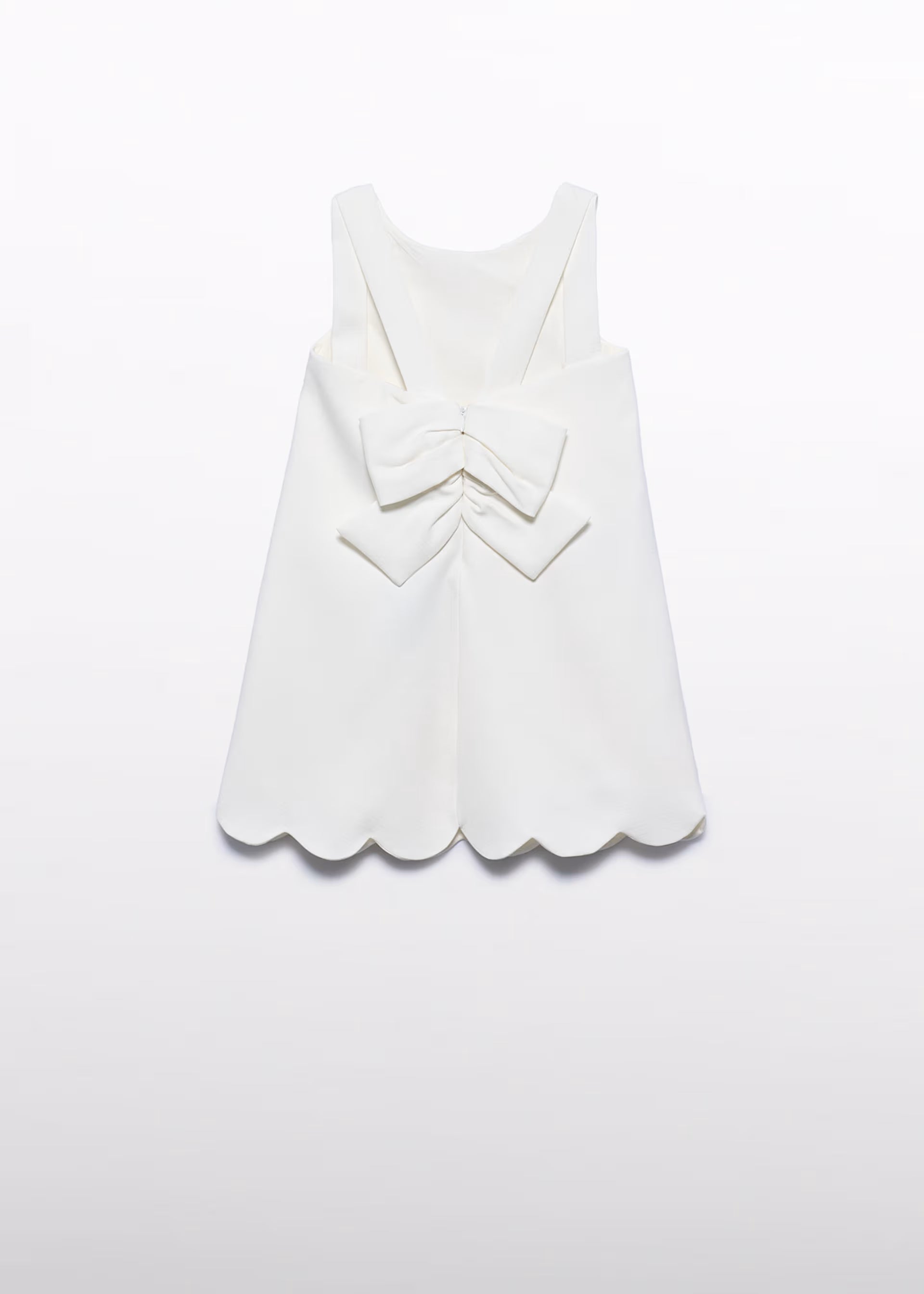 White 3D Flower Scallop Dress