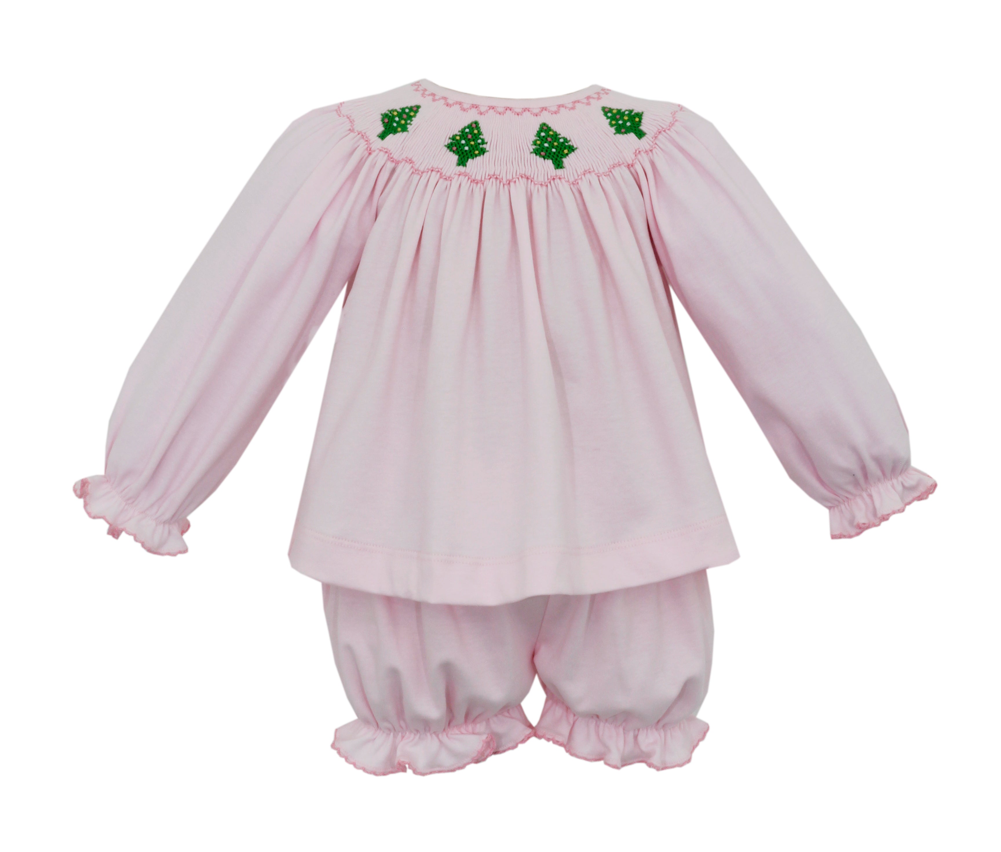 Pink Christmas Tree Bishop Bloomer Set (Toddler)