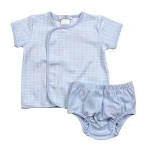 Blue Plaid Bib Diaper Set (Infant)