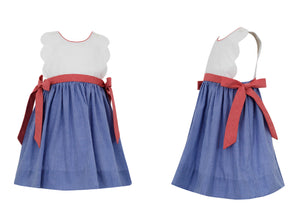 Red, White & Blue Scallop Sundress (Toddler)