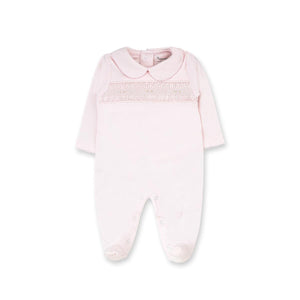 Pink Hand Smocked Pima Footie