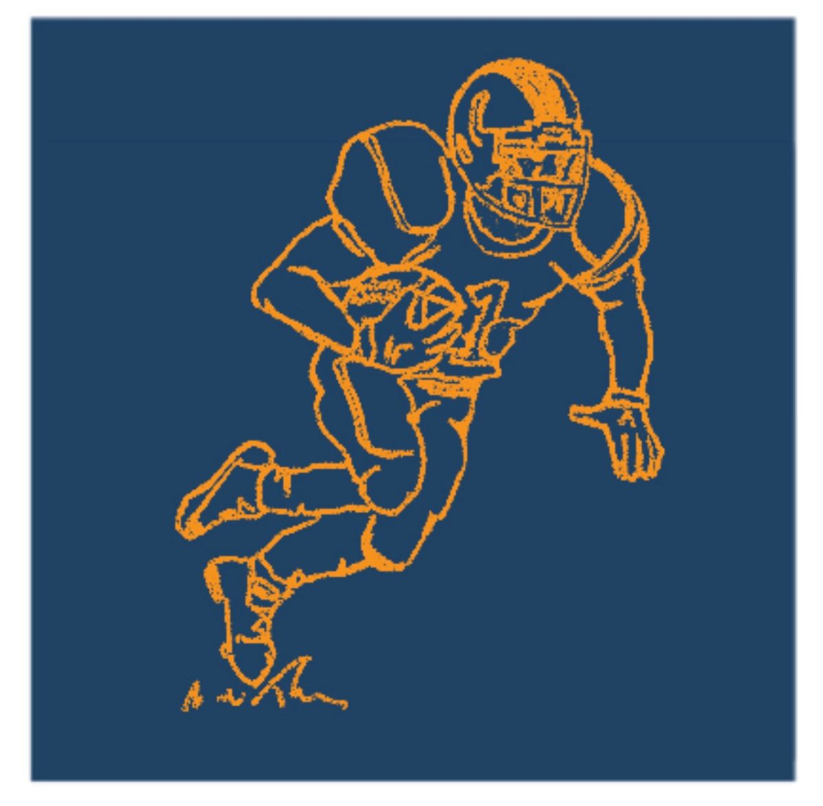 Navy/Orange Football Player Tee (Toddler)