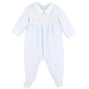 Lt Blue Stars Smocked Footie