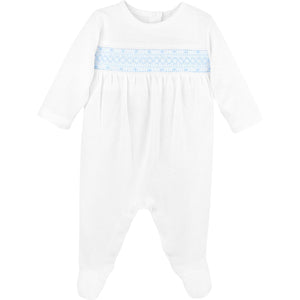 Boy White Smocked Footie