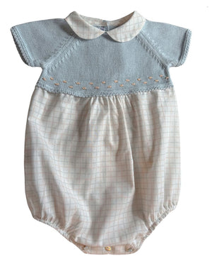 Short Sleeve Blue/Tangerine Plaid Bubble