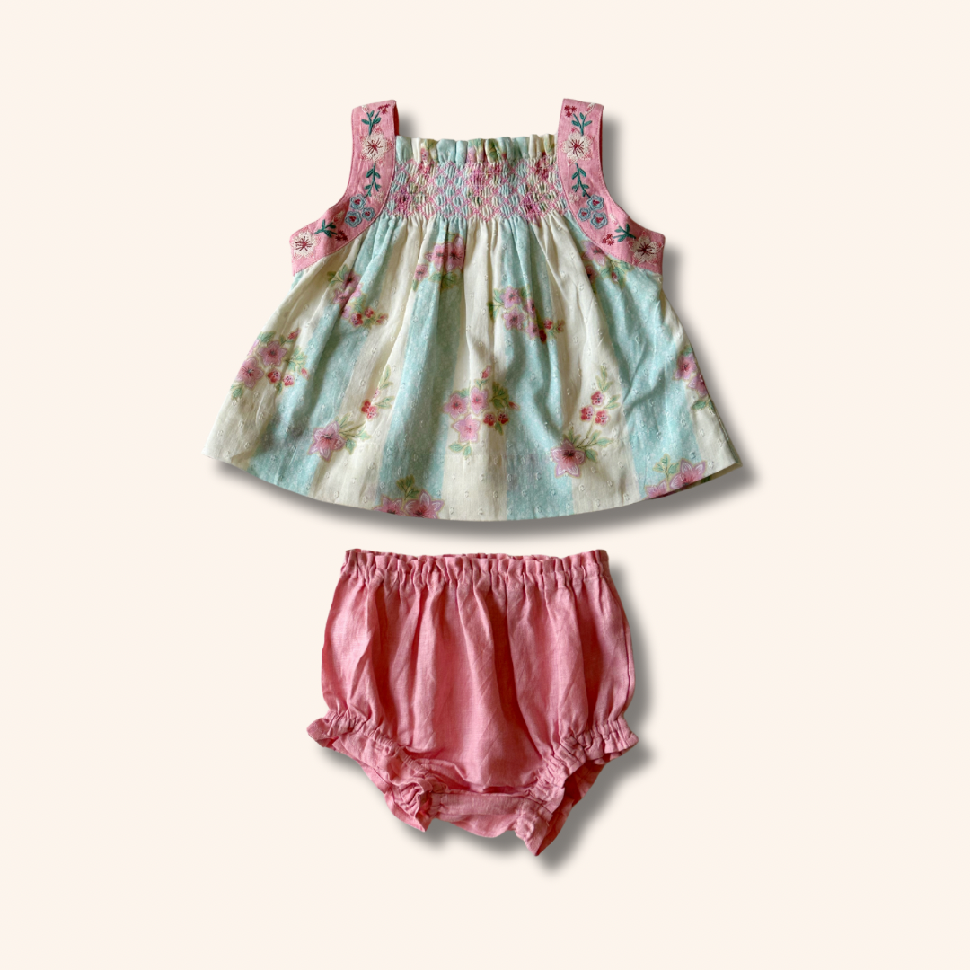 Baby Lauren Minty Stripe Romper