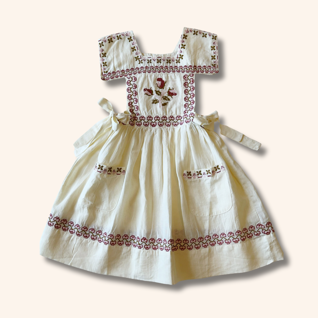 Polly Antique White Pinafore Dress
