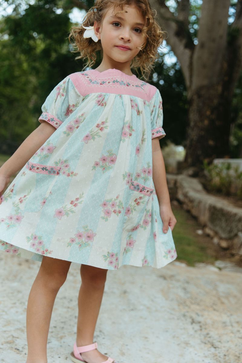 Minty Flower Print Adelle Dress