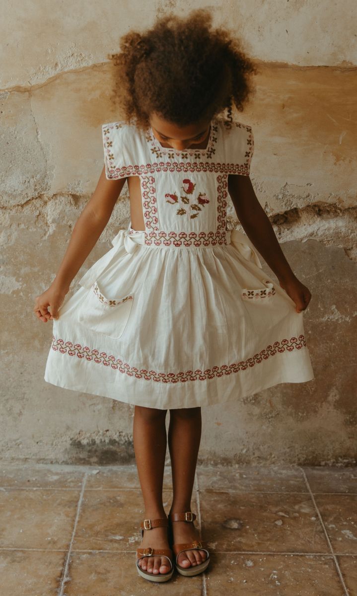 Polly Antique White Pinafore Dress