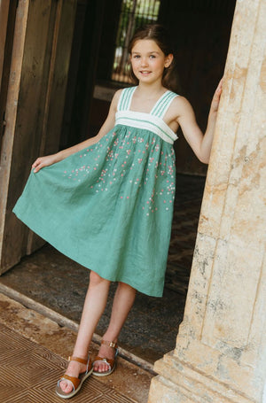 Peridot Green Linen Sienna Dress