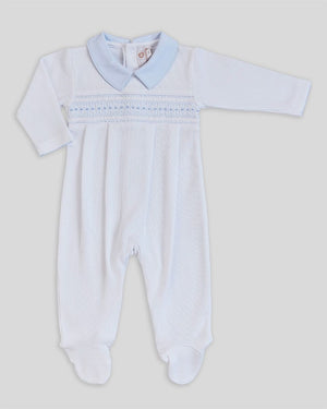 Special Knit White Renzi Hand Smocked Footie