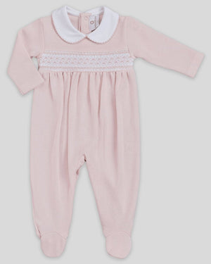 Special Knit Pink Daphne Hand Smocked Footie