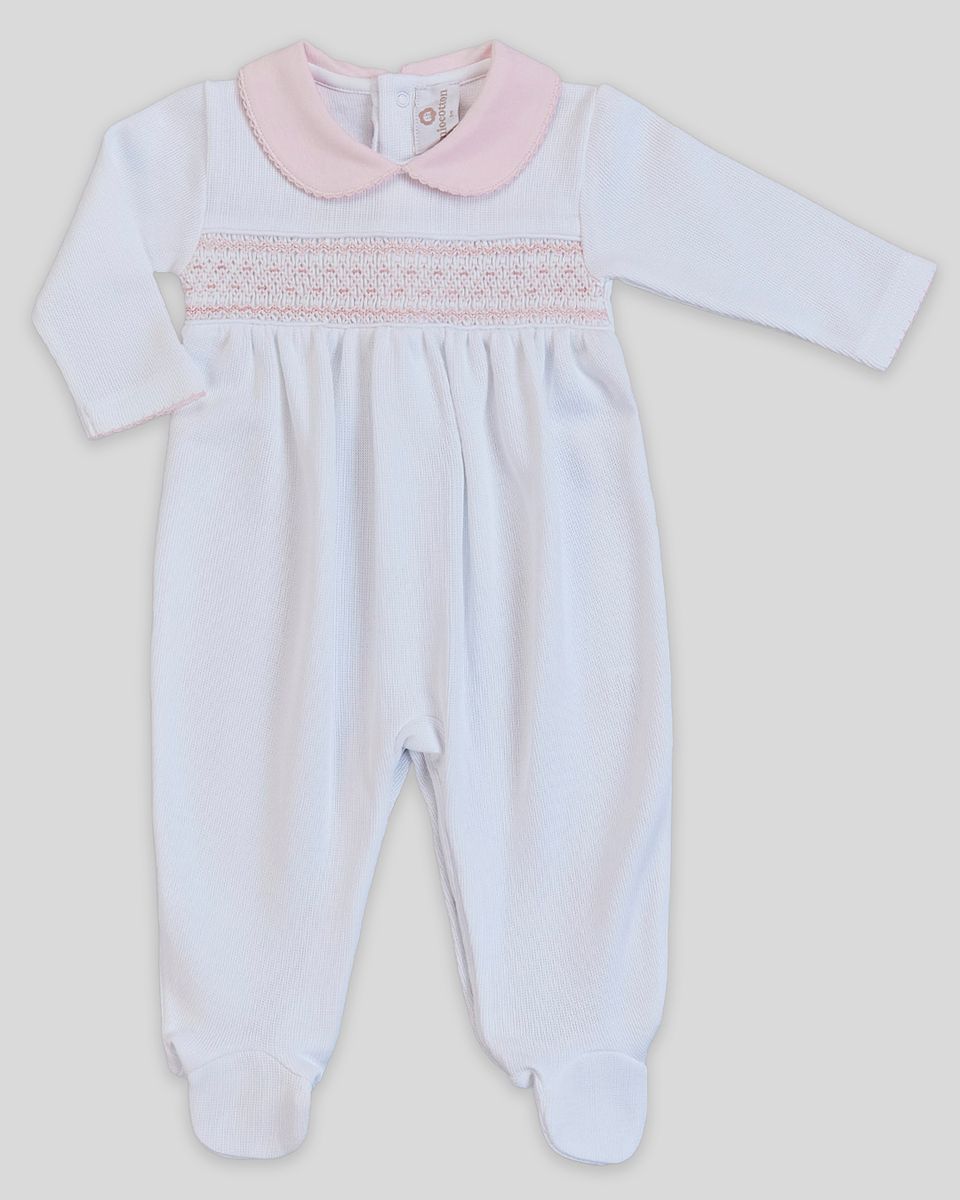 Special Knit White Daphne Hand Smocked Footie