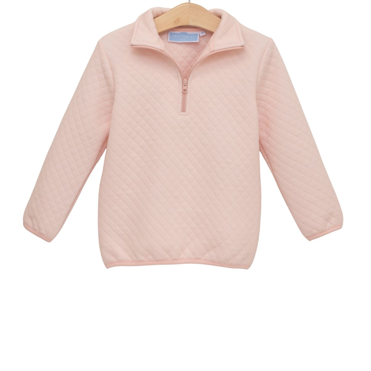 Light Pink Quarter Zip Quilted Pullover