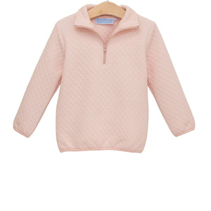Light Pink Quarter Zip Quilted Pullover