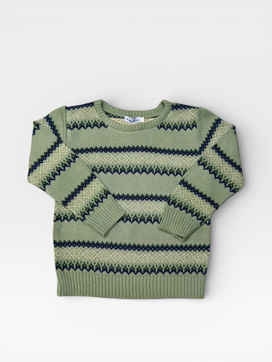 Sage & Navy Fair Isle Crew