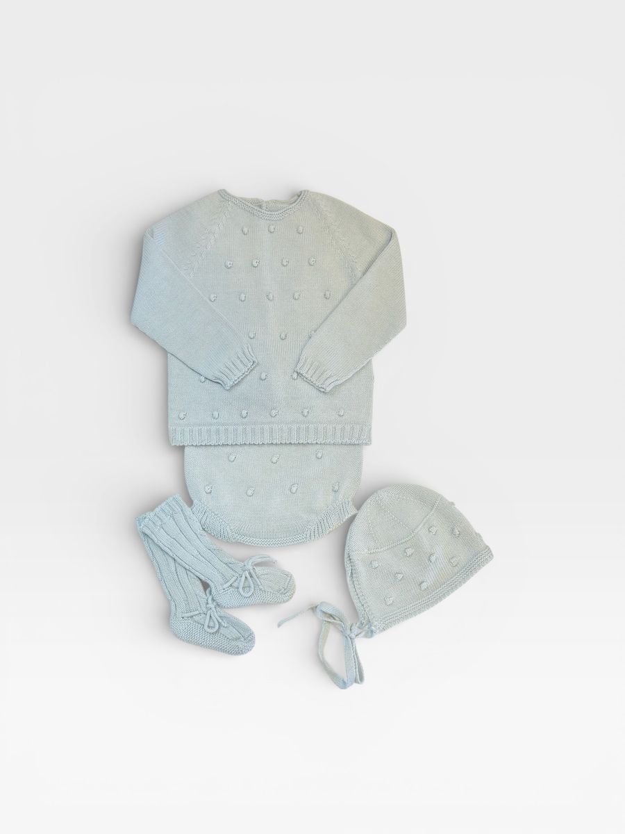Light Blue Raised Dot Diaper Set