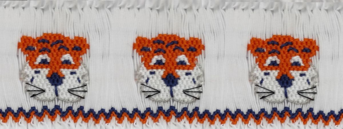 Orange/Navy Gingham Tiger Ollie Smocked Short Set