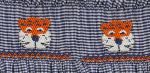 Orange/Navy Gingham Tiger Miller Smocked Bubble