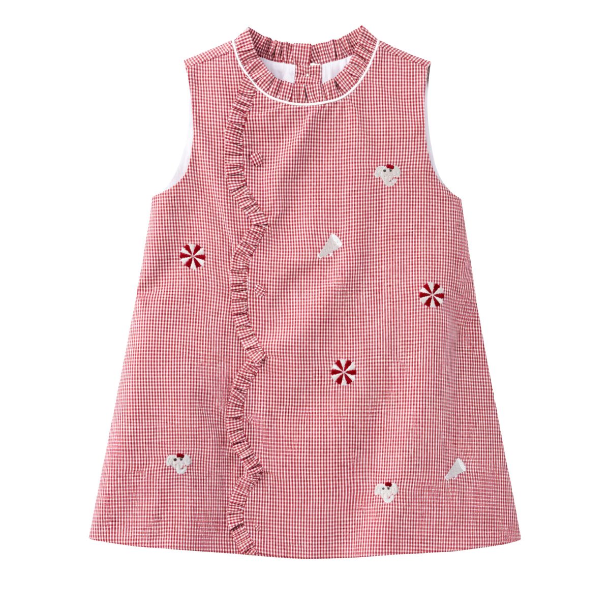 All Over Embroidery Crimson Elephants Claire Scallop Dress