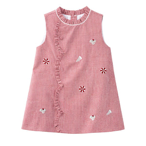 All Over Embroidery Crimson Elephants Claire Scallop Dress