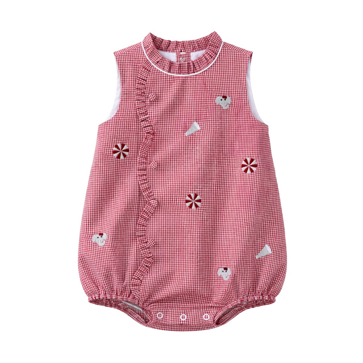 All Over Embroidery Crimson Elephants Claire Scallop Bubble