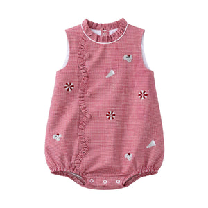 All Over Embroidery Crimson Elephants Claire Scallop Bubble