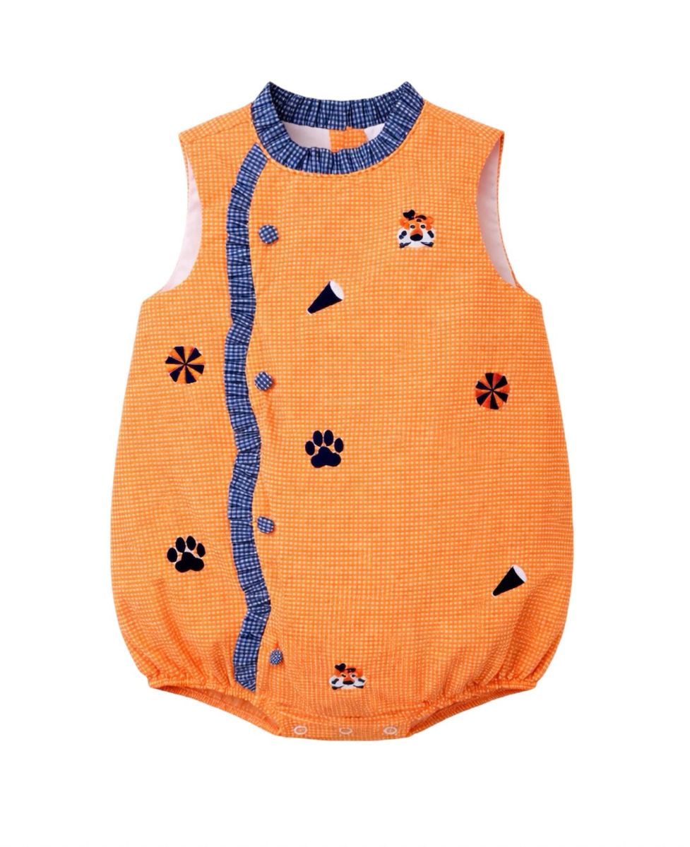 All Over Embroidery Orange/Navy Tigers Claire Scallop Bubble