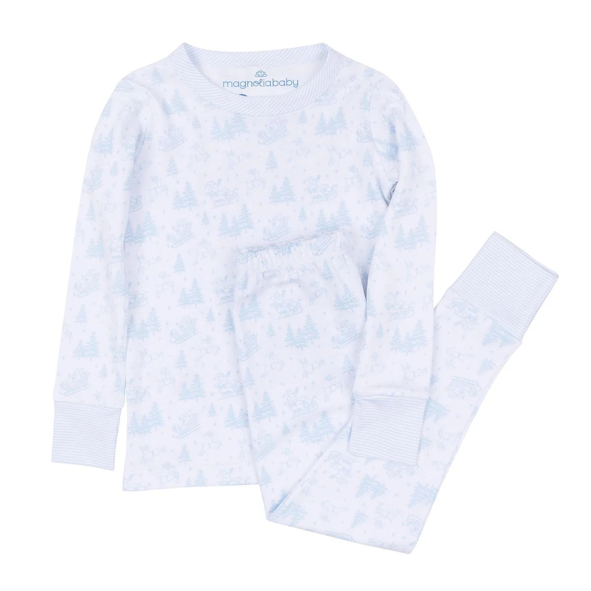 Blue Holiday Toile Long Pajama