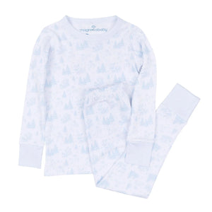 Blue Holiday Toile Long Pajama