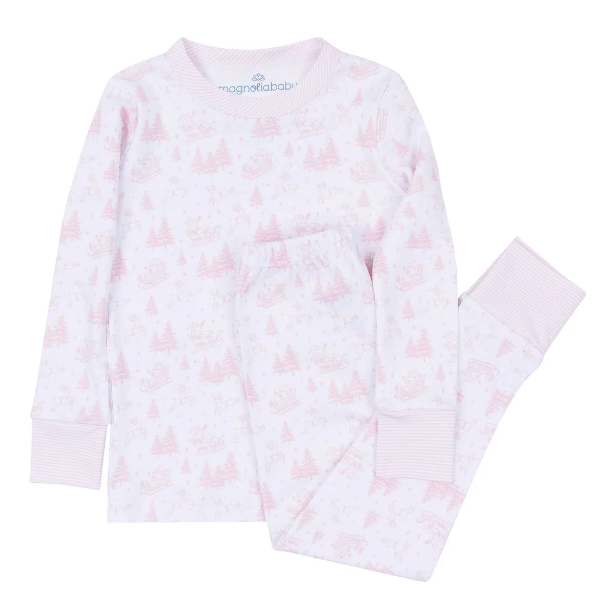 Pink Holiday Toile Long Pajama