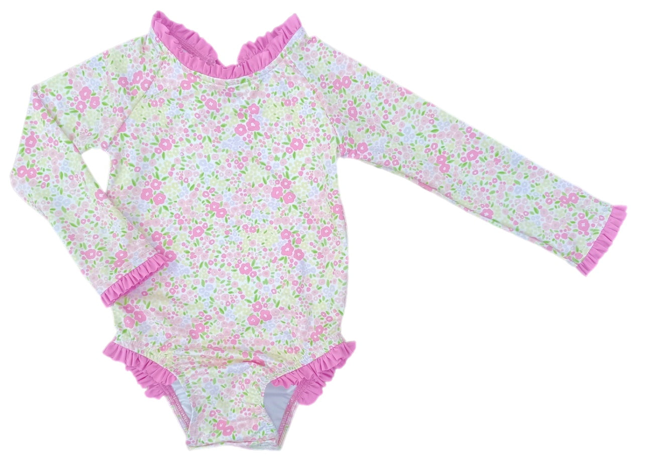 Leighton Fuchsia Floral One Piece Rash Guard (Baby)