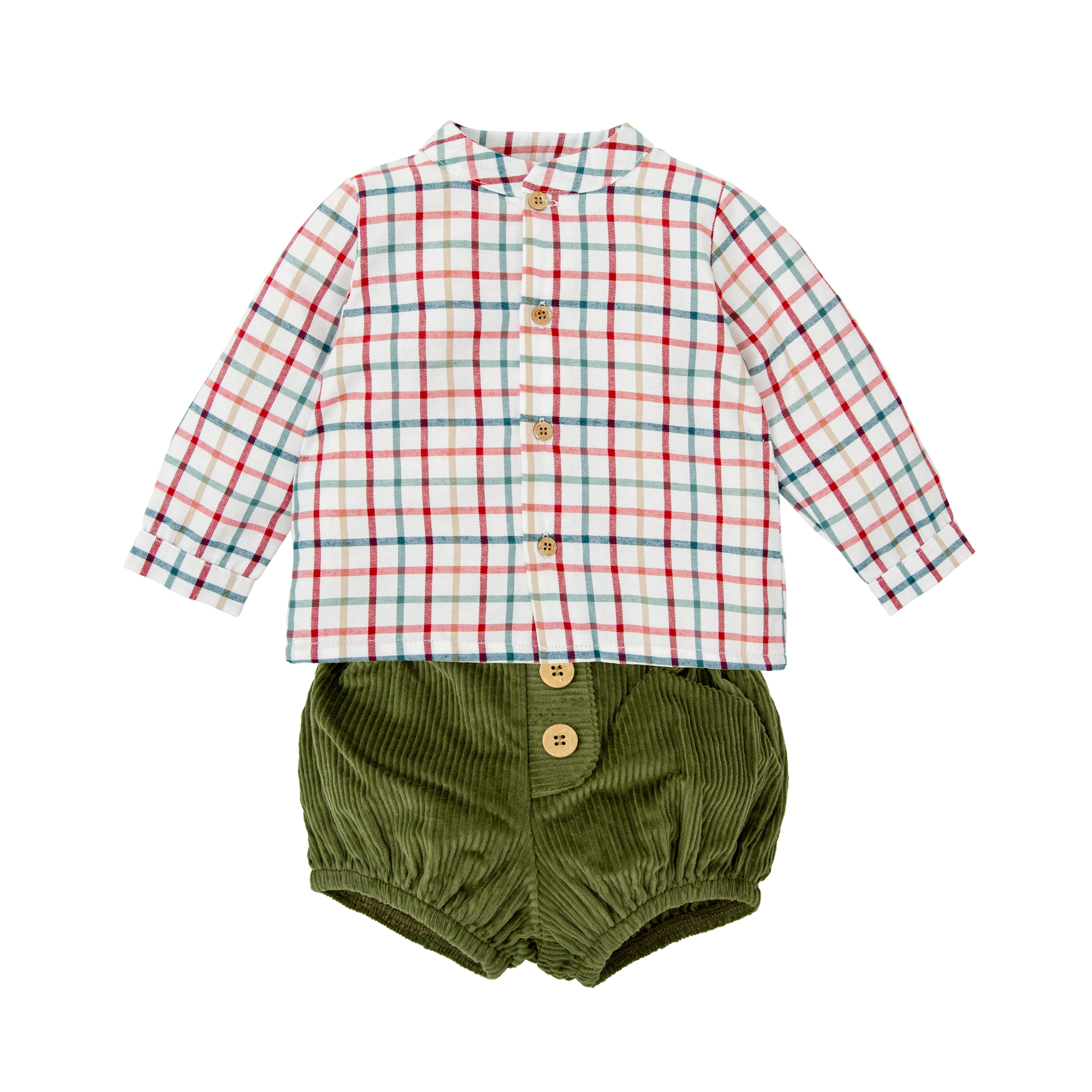 Plaid/Green Cord Bloomer Set (Baby)