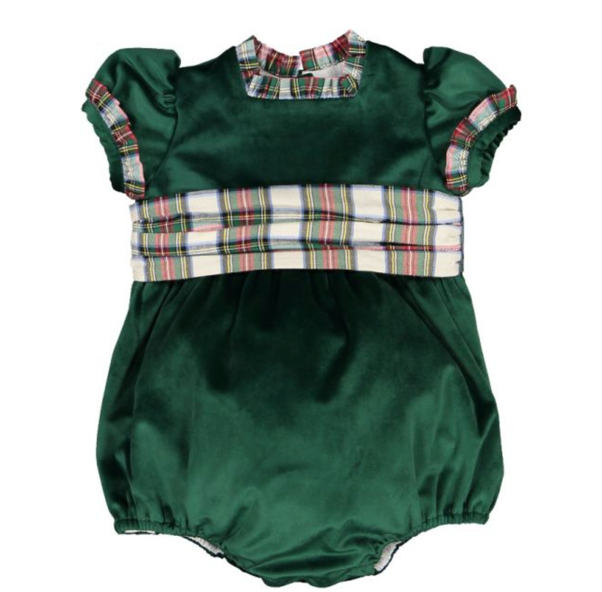 Lace Emerald Green Velvet Romper (Infant)