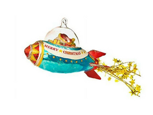 Rocket Santa Ornament