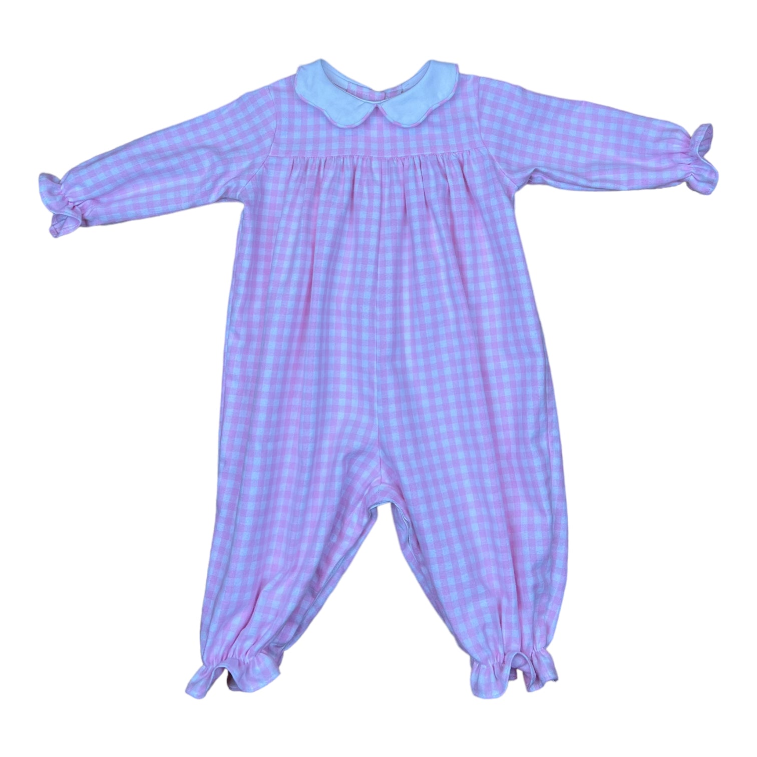 Caroline Pink Flannel Check Long Bubble (Baby)