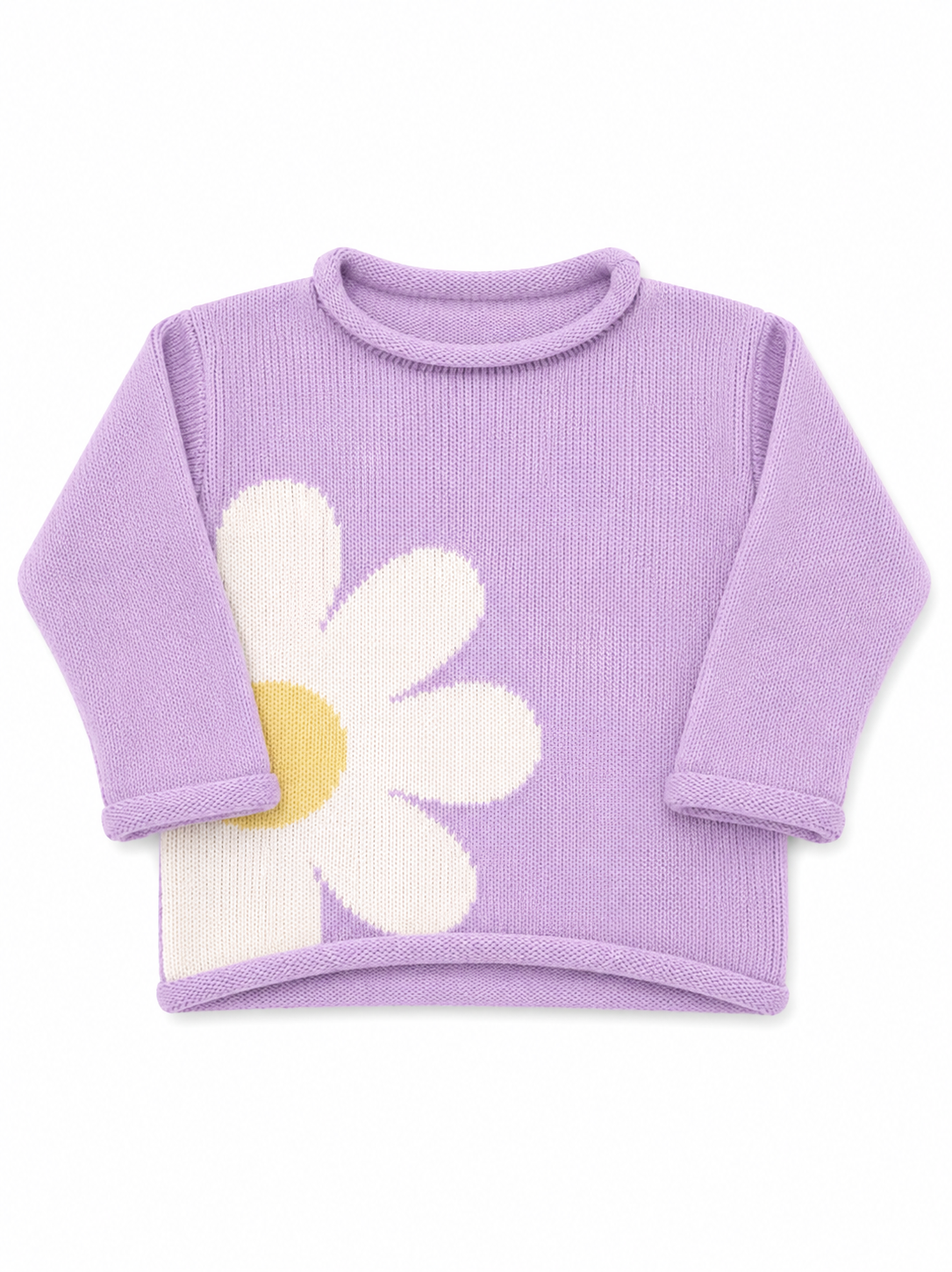 Lavender Daisy Roll Neck Sweater