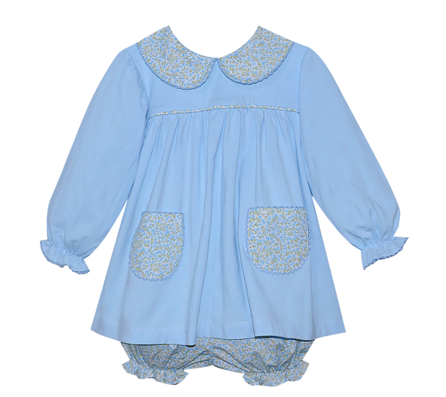 Blue Floral Reagan Bloomer Set (Baby)