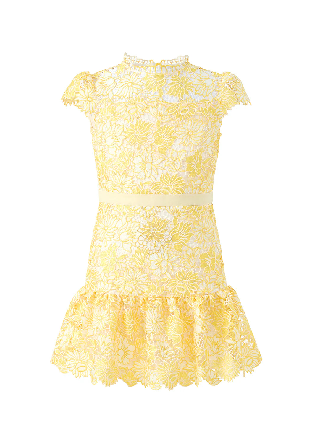 Yellow Cassandra Emb Mini Dress