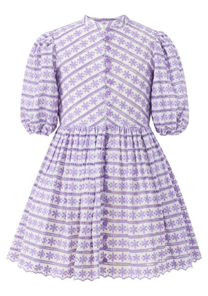 Lavender Odessa Puff Sleeve Mini Dress