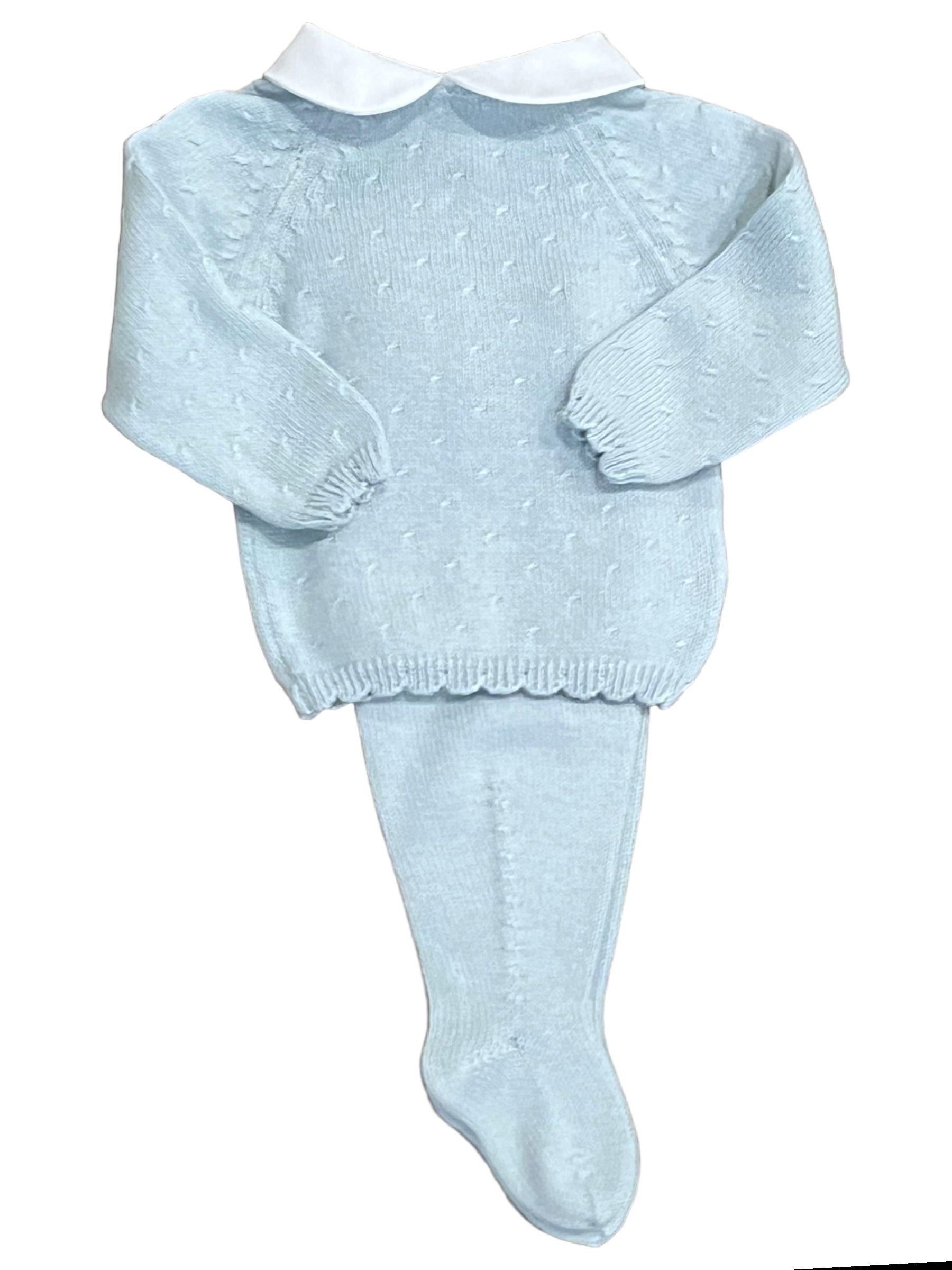 Diagonal Pattern Footed Set-Blue & White (Baby)