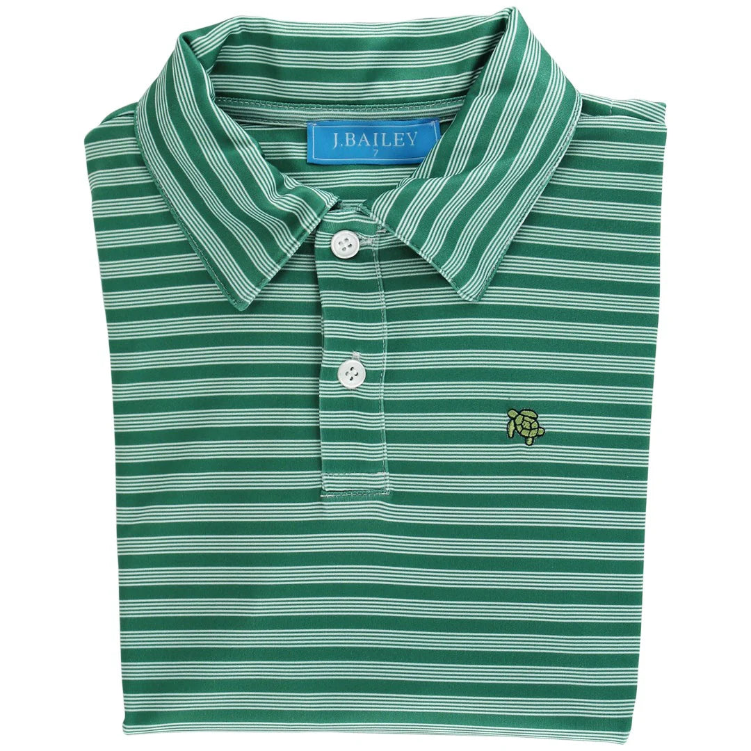 Evergreen Striped Performance Polo (Kid & Big Kid)