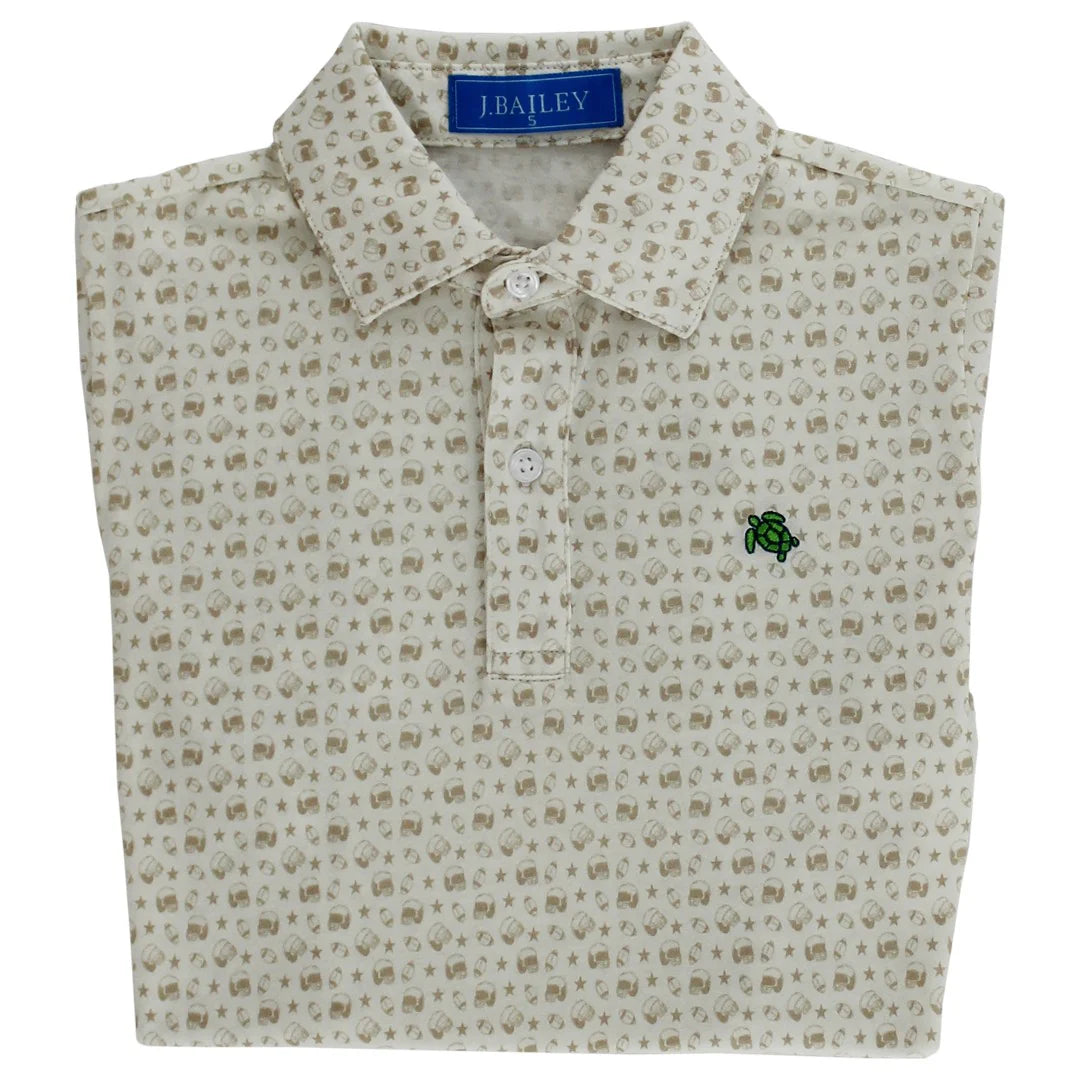 Football on Tan Sport Polo