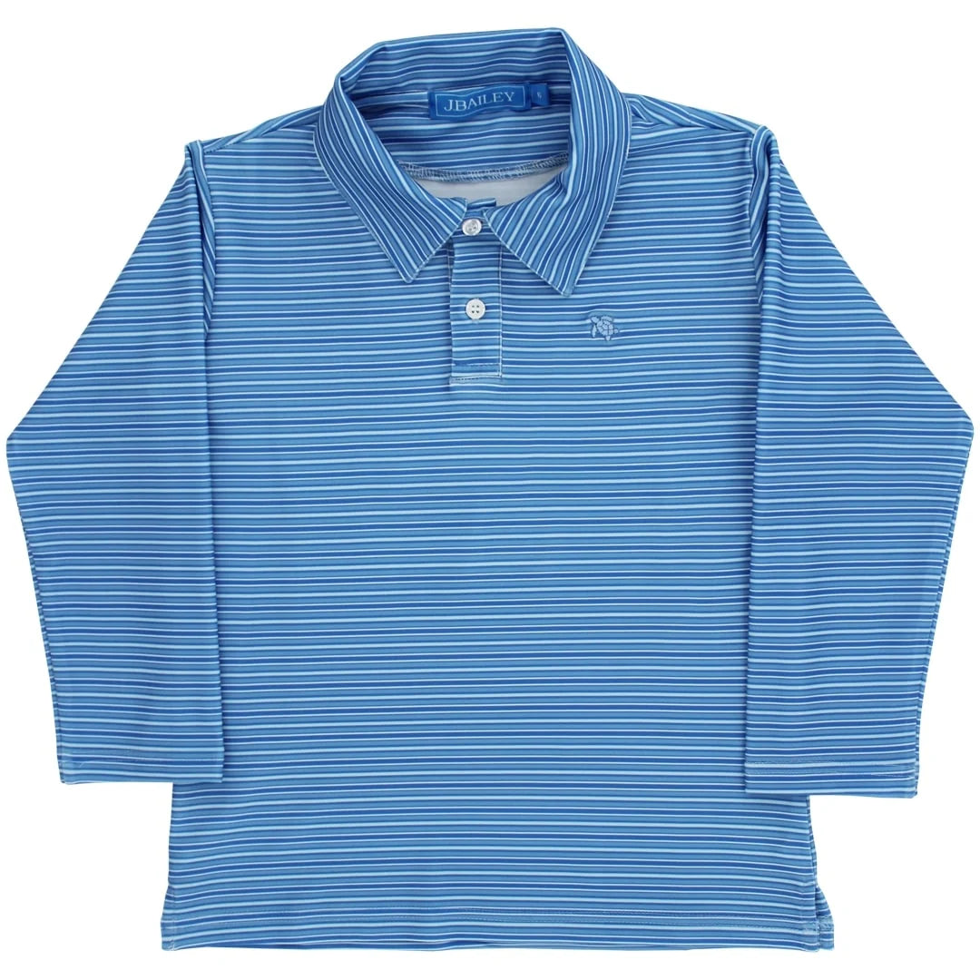 LS Atlantic Blue Striped Performance Polo