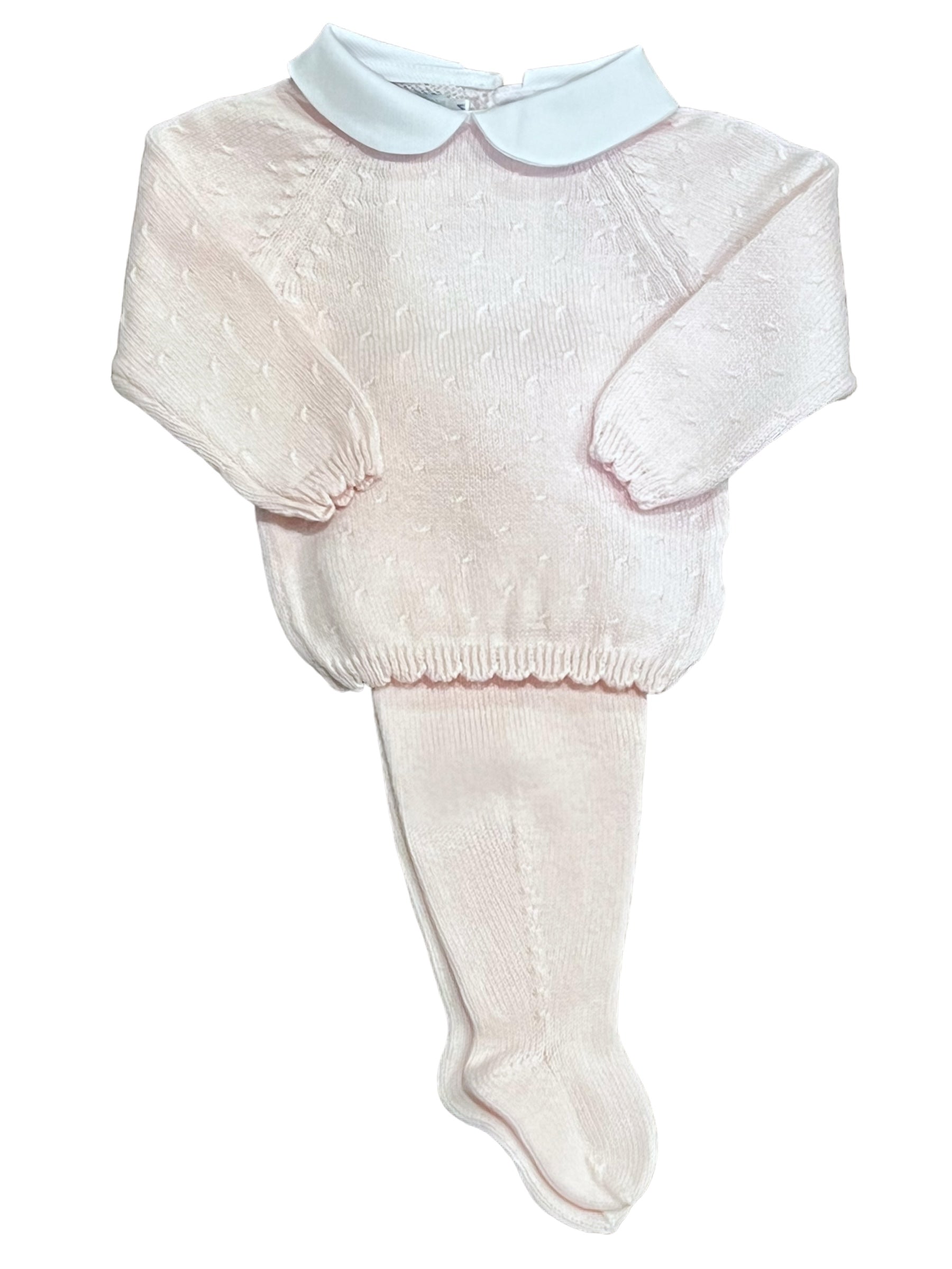 Diagonal Pattern Footed Set-Pink (Infant)