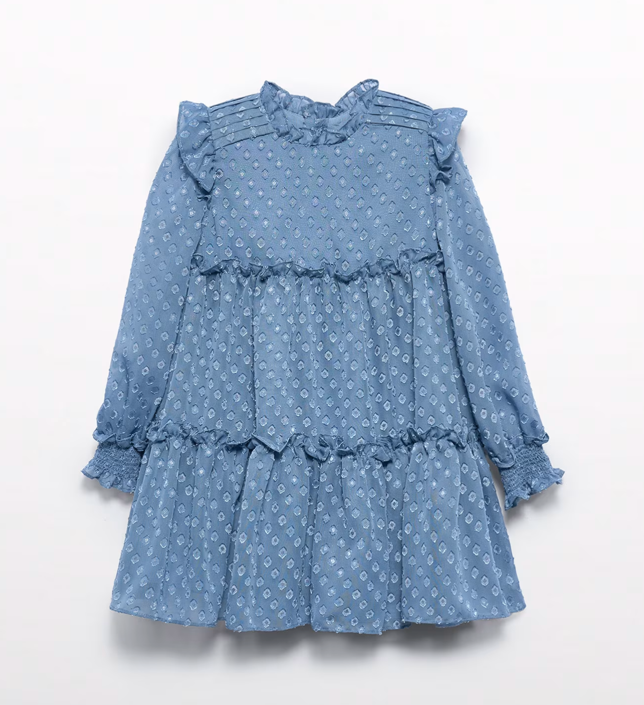 Blue Plumeti Jacquard Dress