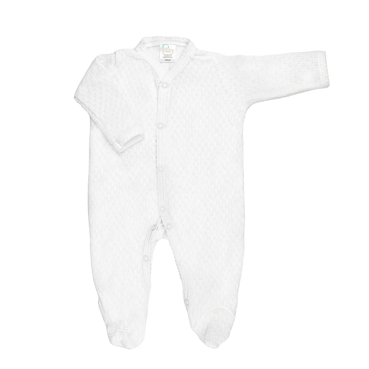 White Knit Footie w/ White Trim
