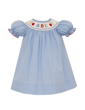 Blue Gingham ABC Girls Bishop