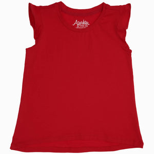 Solid Red Ruffle Shirt