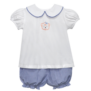 Tiger Navy/Orange Knit Girl Bloomer Set